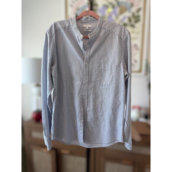 Reiss Slim Pinstriped Long Sleeve Button Down Shirt Blue White Mens Size Large - Picture 2 of 13
